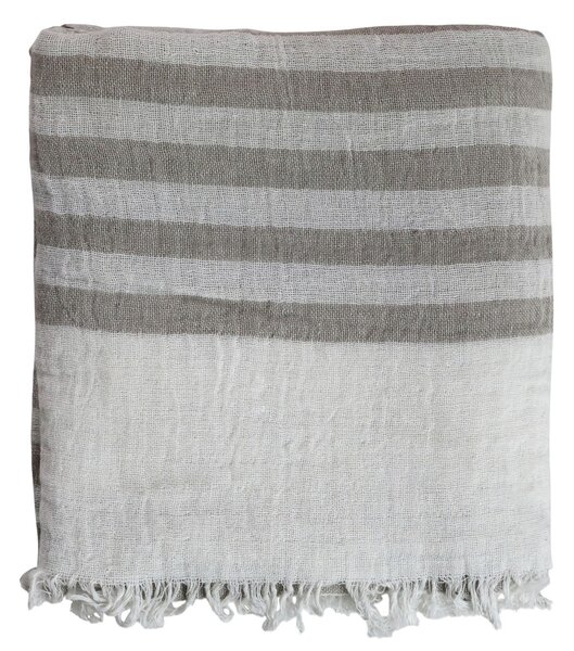 Béžovo - taupe pruhovaný pléd s třásněmi Stripes - 130*170 cm - Chic Antique