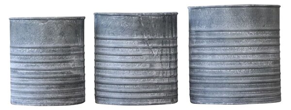 3ks plechový zinkový antik obal na květináč Planters - Ø 21*22/Ø 17*20 / Ø 13*18cm - Chic Antique
