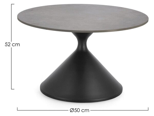 Černý kulatý konferenční stolek s deskou v dekoru mramoru ø 70 cm Joona – Bizzotto