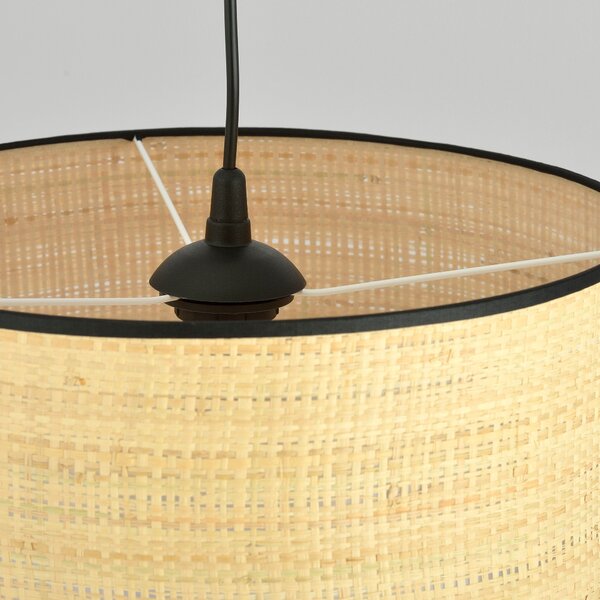 Závěsné svítidlo ASTON 1 – černé, hnědé textilní stínidlo, 1× E27, šířka 35 cm