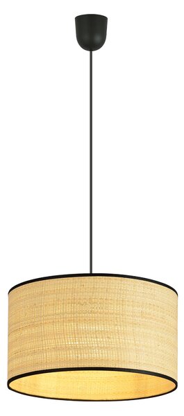 Závěsné svítidlo ASTON 1 – černé, hnědé textilní stínidlo, 1× E27, šířka 35 cm