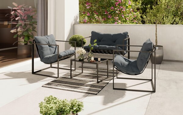ZAHRADNÍ JÍDELNÍ SET 4dílné, kov, sklo, textil Ambia Garden