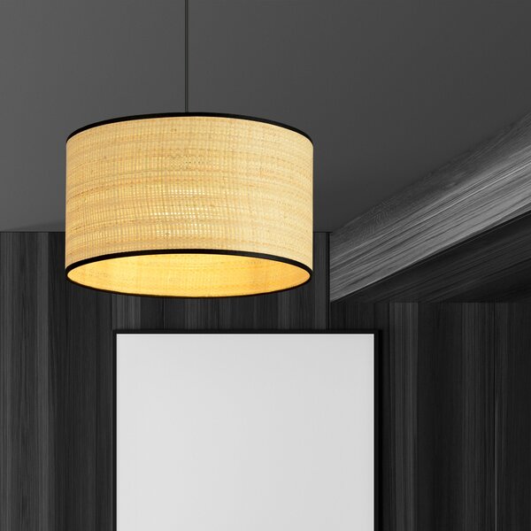 Závěsné svítidlo ASTON 1 – černé, hnědé textilní stínidlo, 1× E27, šířka 35 cm
