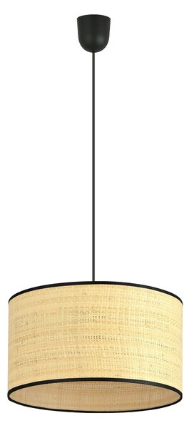 Závěsné svítidlo ASTON 1 – černé, hnědé textilní stínidlo, 1× E27, šířka 35 cm