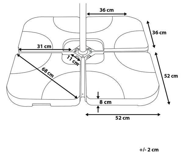 Základna slunečníku CARIA Černá Čtvercový 9 kg