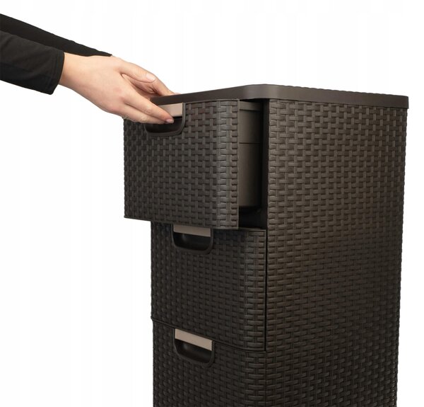 Regál Curver Style 3x14L s zásuvkami tmavě hnědý