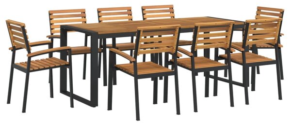 9dílný zahradní jídelní set masivní akáciové dřevo a kov 3155413