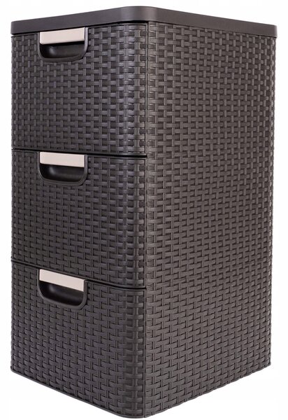 Regál Curver Style 3x14L s zásuvkami tmavě hnědý