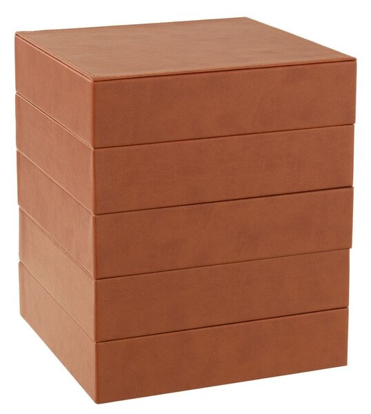 Hnědá 4-patrová šperkovnice z umělé kůže Cognacco - 20*20*22 cm - J-Line by Jolipa