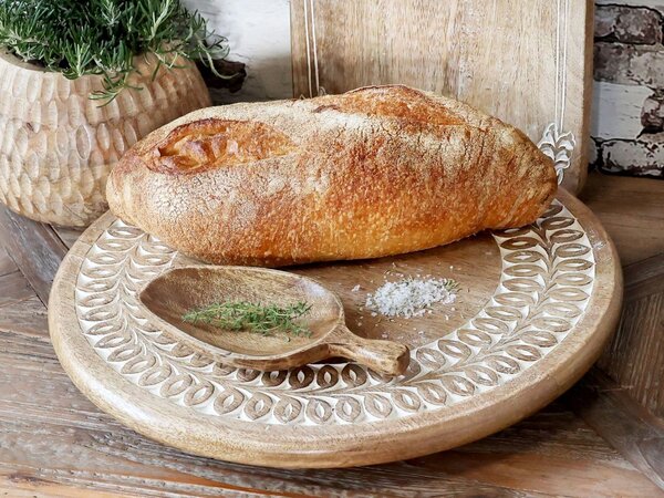 Dřevěný servírovací otočný podnos Tapas Tours Tray - Ø 40*7 cm - Chic Antique