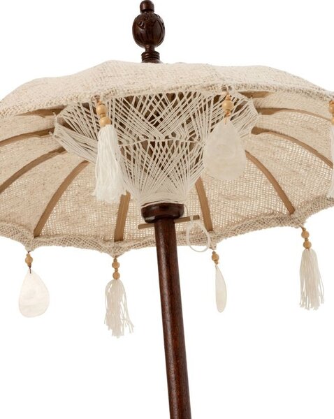 Béžový slunečník na stůl s třásněmi a dřevěnou tyčí a mušlemi Boho - ∅ 57*90 cm - J-Line by Jolipa