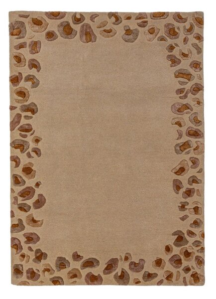 Ručně tkaný koberec s příměsí vlny v přírodní barvě 140x200 cm Leopard Frame – Flair Rugs