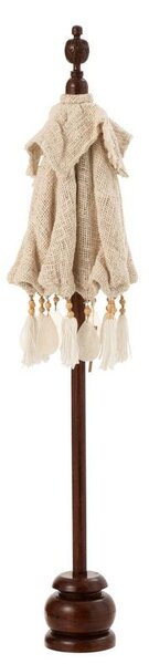 Béžový slunečník na stůl s třásněmi a dřevěnou tyčí a mušlemi Boho - ∅ 57*90 cm - J-Line by Jolipa