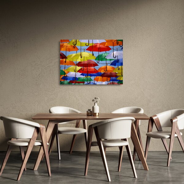 Skleněný obraz barevných deštníků (70x50 cm)