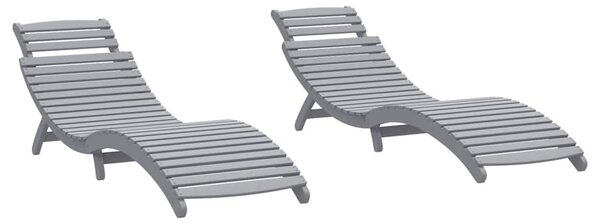 Zahradní lehátka 2 ks šedá 184 x 55 x 64 masivní akáciové dřevo 3155468