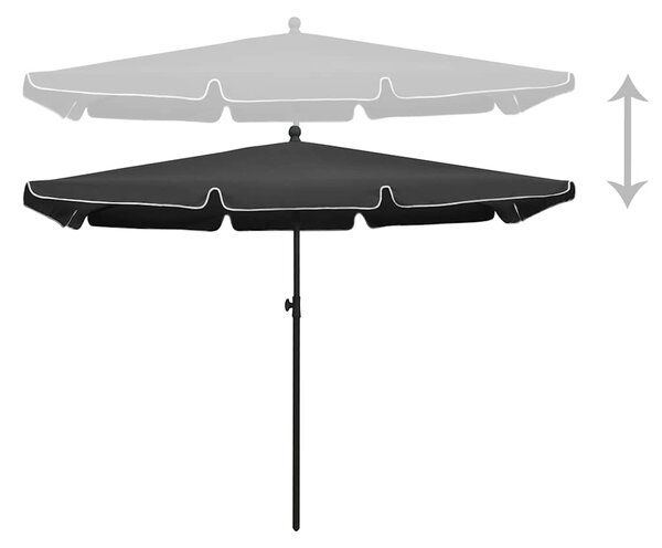 Zahradní slunečník s tyčí 240 x 140 cm antracitový 315545