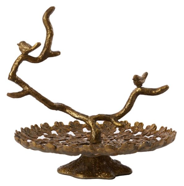 Bronzový kovový patrový etažér s ptáčky Tresa Bird Antique - 37*35*37 cm - Light & Living