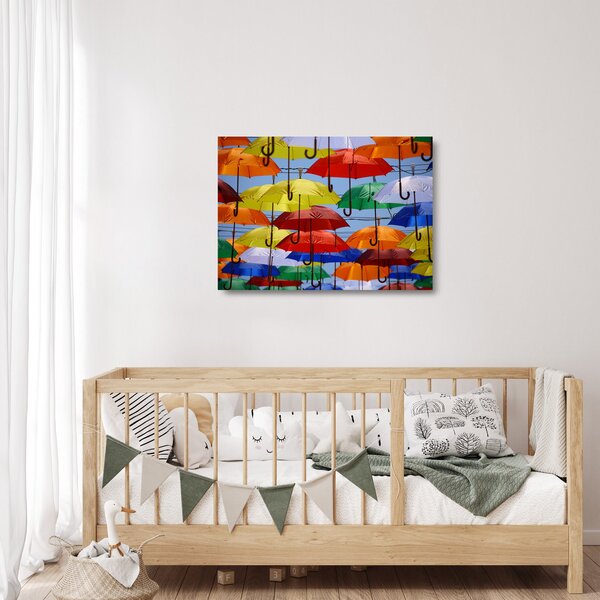 Skleněný obraz barevných deštníků (70x50 cm)