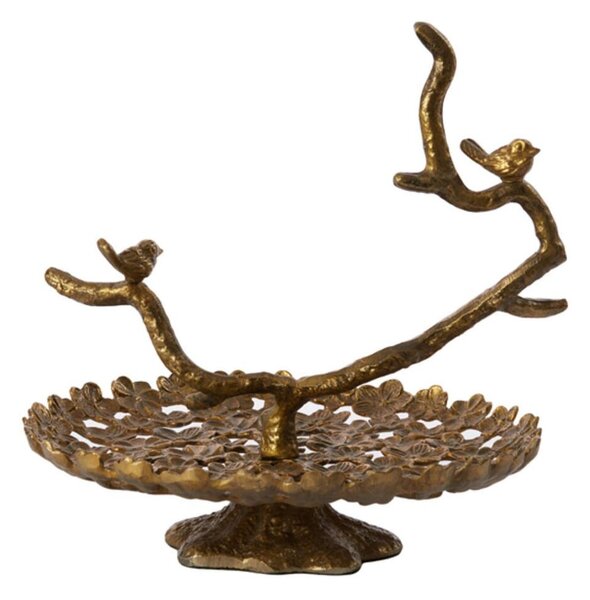 Bronzový kovový patrový etažér s ptáčky Tresa Bird Antique - 37*35*37 cm - Light & Living