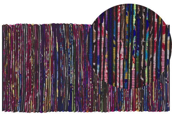 Různobarevný bavlněný koberec v tmavém odstínu 80x150 cm BARTIN