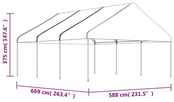 Altán se střechou bílý 6,69 x 5,88 x 3,75 m polyethylen 3155519