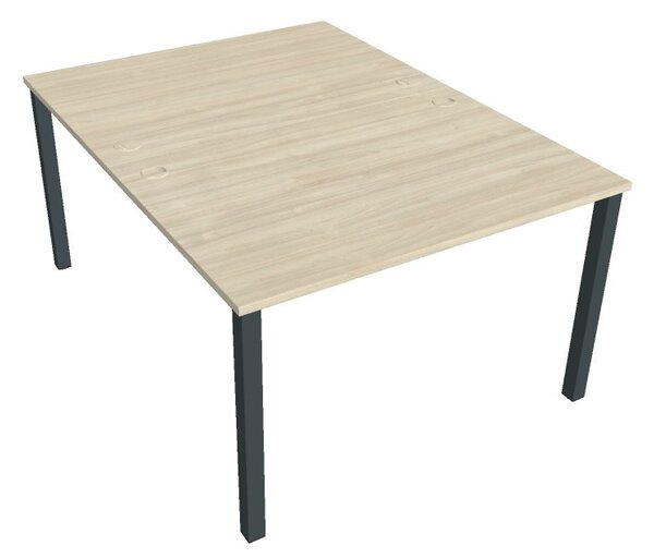 Dvojstůl pracovní rovný 120×160 cm - Hobis Uni USD 1200 Dekor stolové desky: akát, Barva nohou: černá