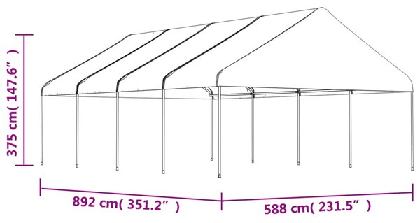 Altán se střechou bílý 8,92 x 5,88 x 3,75 m polyethylen 3155520