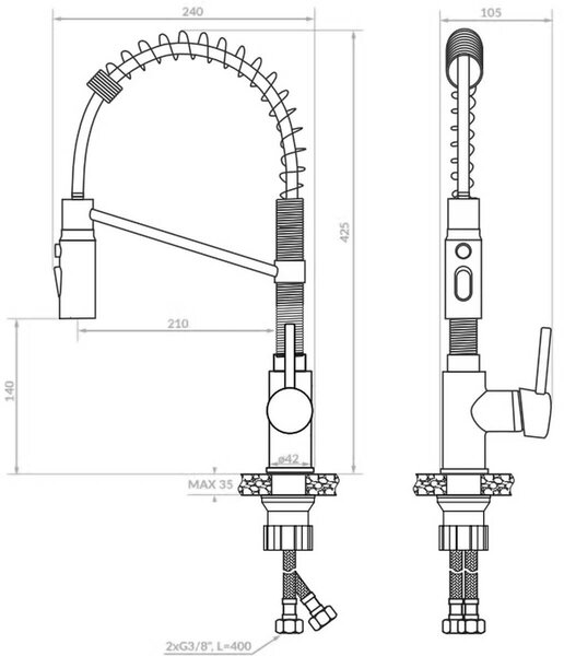Kuchinox Serpen kuchyňská baterie stojící chrom BKP_06SD