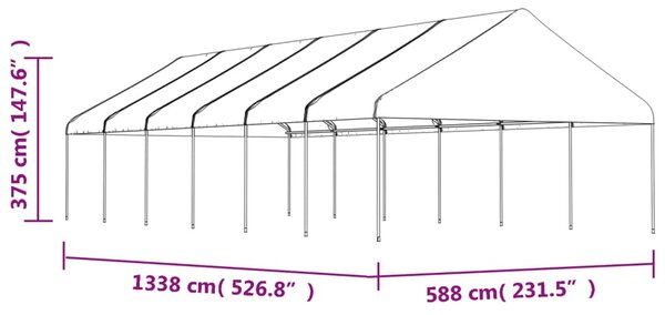 Altán se střechou bílý 13,38 x 5,88 x 3,75 m polyethylen 3155522