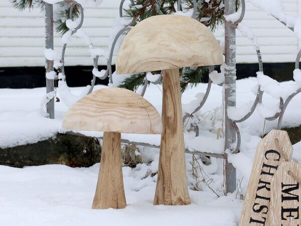 Přírodní dřevěná dekorace houba Mushroom - Ø 30*40 cm - Chic Antique