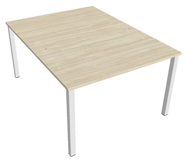 Dvojstůl pracovní rovný 120×160 cm - Hobis Uni USD 1200 Dekor stolové desky: akát, Barva nohou: bílá
