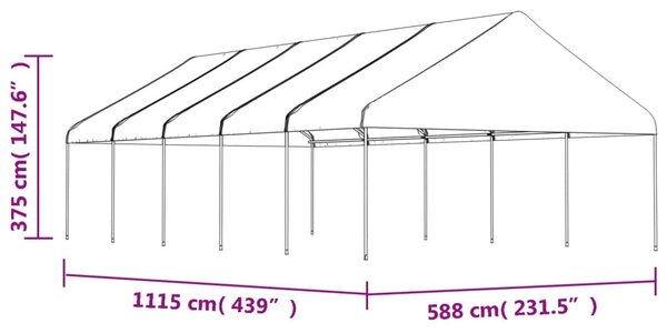 Altán se střechou bílý 11,15 x 5,88 x 3,75 m polyethylen 3155521