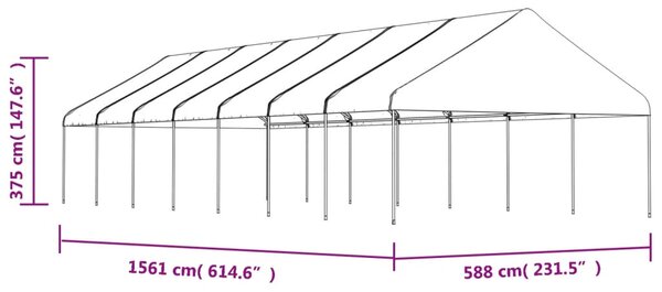 Altán se střechou bílý 15,61 x 5,88 x 3,75 m polyethylen 3155523