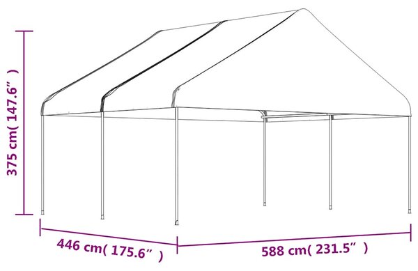 Altán se střechou bílý 4,46 x 5,88 x 3,75 m polyethylen 3155518
