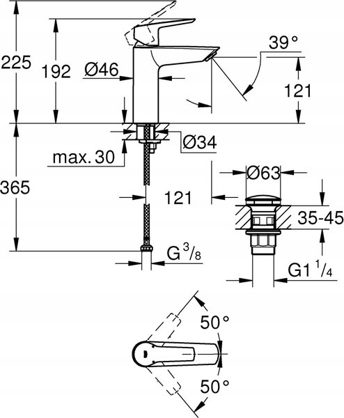 Grohe Start baterie umyvadlová velikost M černá matná 235752432