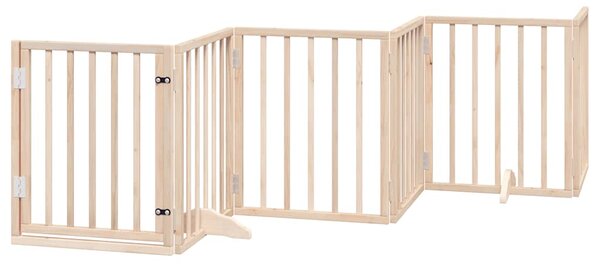 Zábrana pro psy s dvířky skládací 9 panelů 450 cm topol 3155529