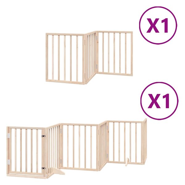 Zábrana pro psy s dvířky skládací 9 panelů 450 cm topol 3155529