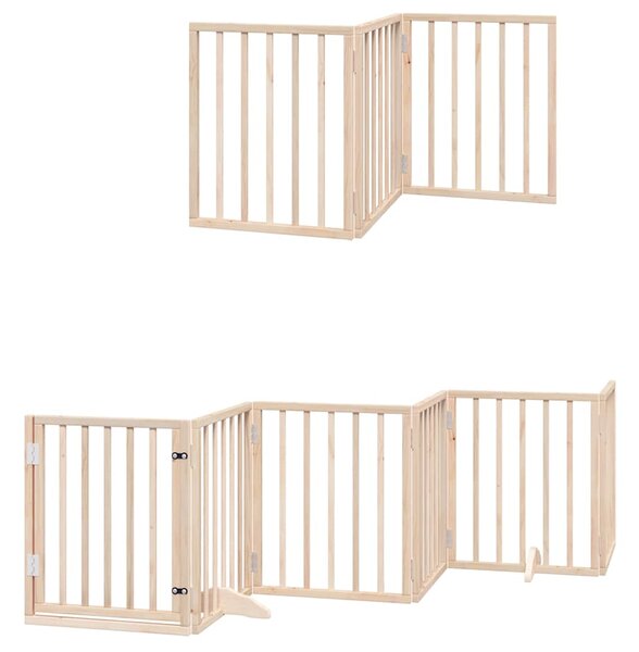 Zábrana pro psy s dvířky skládací 9 panelů 450 cm topol 3155529