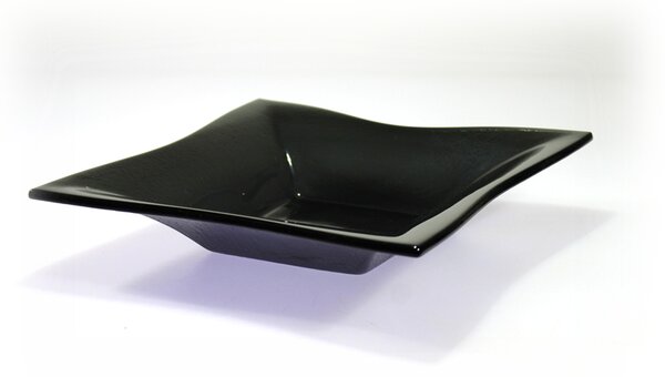BDK-GLASS Tmavě šedá skleněná mísa CUBO 26x26cm