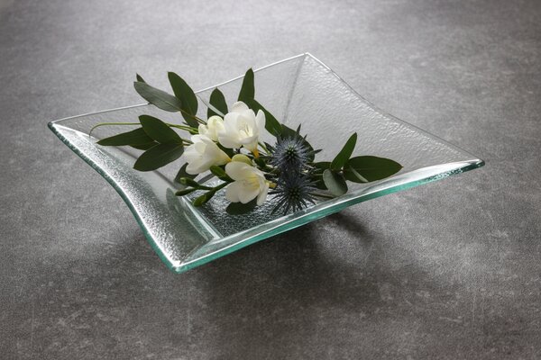 BDK-GLASS Čirá skleněná mísa CUBO 29x29cm