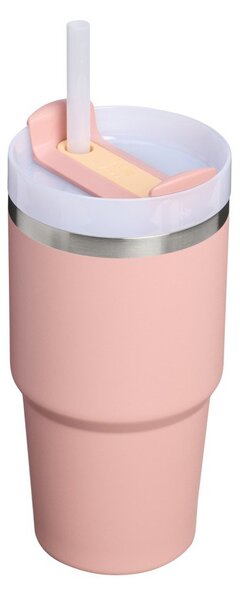 Broskvová termoska s brčkem z nerezové oceli 600 ml Quencher H2.O FlowState™ Tumble Peach Rose – Stanley