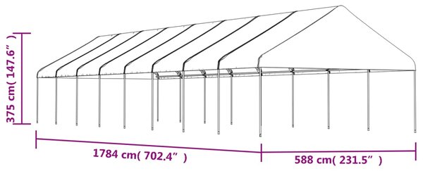 Altán se střechou bílý 17,84 x 5,88 x 3,75 m polyethylen 3155524