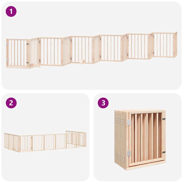 Zábrana pro psy s dvířky skládací 12 panelů 600 cm topol 3155530