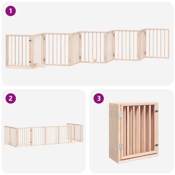 Zábrana pro psy s dvířky skládací 9 panelů 450 cm topol 3155529