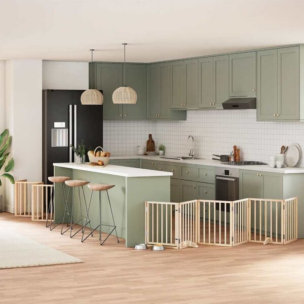 Zábrana pro psy s dvířky skládací 12 panelů 600 cm topol 3155530