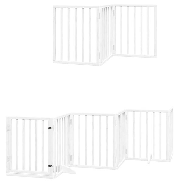Zábrana pro psy s dvířky skládací 12 panelů bílá 600 cm topol 3155536