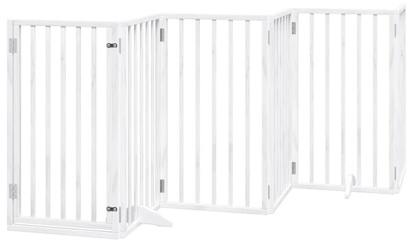 Zábrana pro psy s dvířky skládací 9 panelů bílá 450 cm topol 3155538