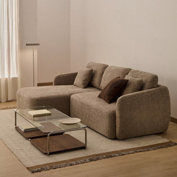 Kave Home Hnědošedá rozkládací pohovka Laira 246 cm, levá