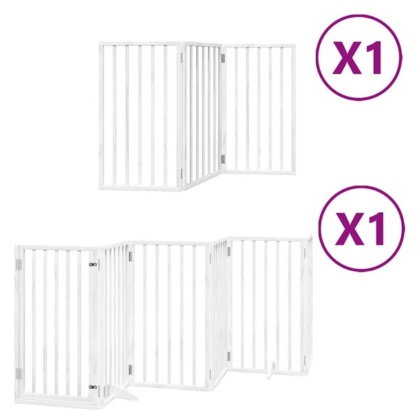 Zábrana pro psy s dvířky skládací 9 panelů bílá 450 cm topol 3155538