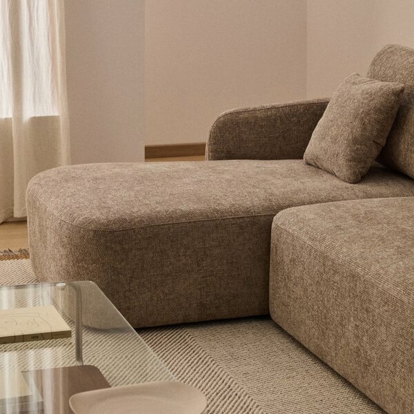Kave Home Hnědošedá rozkládací pohovka Laira 246 cm, levá